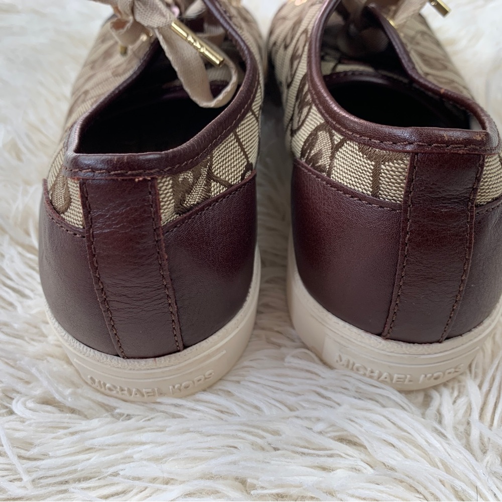 NEW Michael Kors Brown Leather Logo Sneakers - SZ 8 - Picture 5 of 7